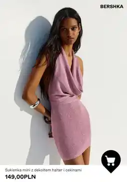 Bershka Sukienka mini z dekoltem halter i cekinami Bershka oferta