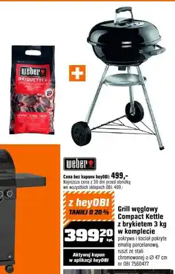 OBI Grill węglowy Weber Compact Kettle z brykietem oferta