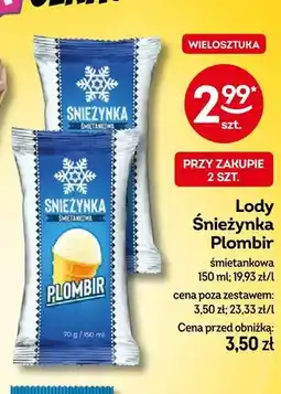 Żabka Lody Śnieżynka Plombir śmietankowa oferta