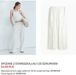 H&M SPODNIE Z DOMIESZKĄ LNU I ZE SZNURKIEM oferta