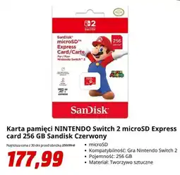 Media Markt Karta pamięci SanDisk Nintendo Switch 2 microSD Express card 256GB czerwona oferta
