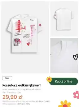 Coccodrillo Koszulka z krótkim rękawem Coccodrillo biała bawełniana z miejskim nadrukiem San Francisco i LA oferta