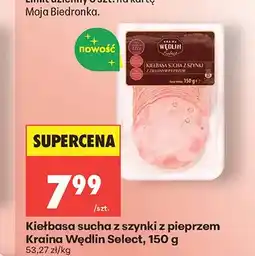 Biedronka Kiełbasa sucha z szynki z pieprzem Kraina Wędlin Select oferta