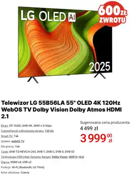 Media Expert Telewizor LG 55B56LA 55 OLED 4K 120Hz WebOS TV Dolby Vision Dolby Atmos HDMI 2.1 oferta