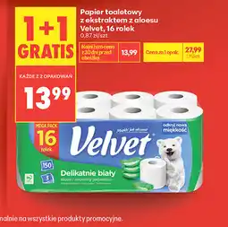 Biedronka Papier toaletowy z ekstraktem z aloesu Velvet, 16 rolek oferta