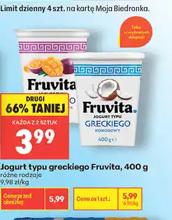 Biedronka Jogurt typu greckiego Fruvita oferta
