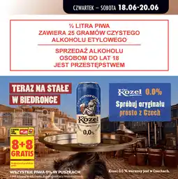Biedronka Wszystkie piwa Kozel 0% w puszkach oferta