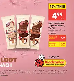Biedronka Lody na patyku Triple Marletto oferta