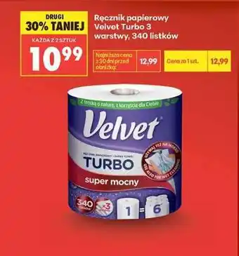 Biedronka Ręcznik papierowy Velvet Turbo 3 warstwy 340 listków oferta