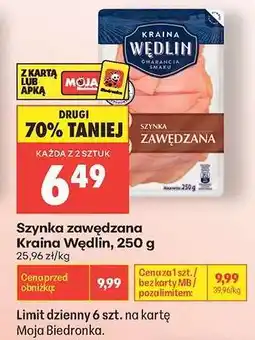 Biedronka Szynka zawędzana Kraina Wędlin 250 g oferta