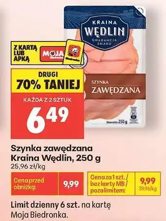 Biedronka Szynka zawędzana Kraina Wędlin 250 g oferta