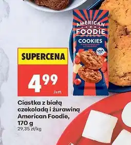 Biedronka Ciastka z białą czekoladą i żurawiną American Foodie, 170 g oferta