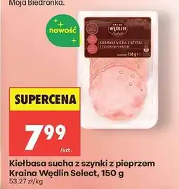 Biedronka Kiełbasa sucha z szynki z pieprzem Kraina Wędlin Select, 150 g oferta