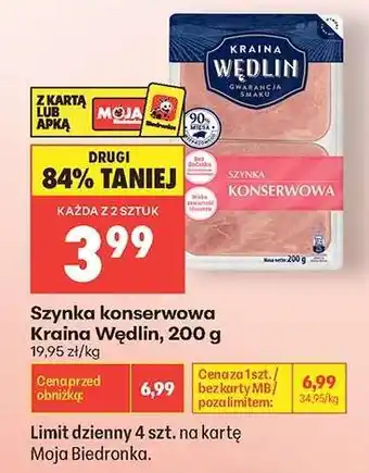 Biedronka Szynka konserwowa Kraina Wędlin , 200 g oferta
