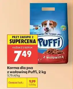 Biedronka Karma dla psa z wołowiną Puffi, 2 kg oferta