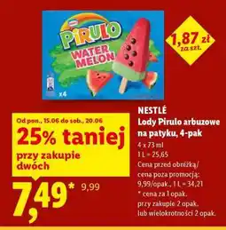 Lidl NESTLÉ Lody Pirulo arbuzowe na patyku, 4-pak oferta
