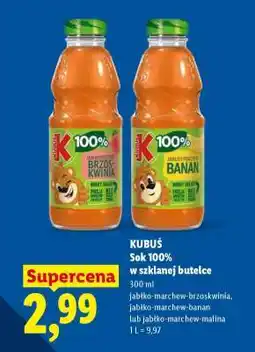 Lidl KUBUŚ Sok 100% w szklanej butelce oferta