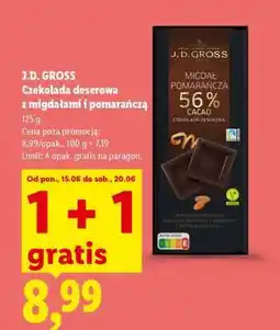 Lidl J.D. GROSS Czekolada deserowa z migdałami i pomarańczą oferta