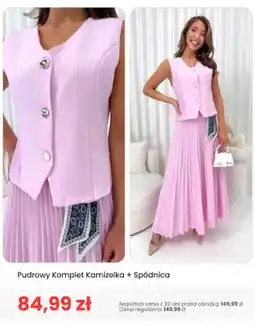 Modna Kiecka Pudrowy komplet damski kamizelka + spódnica ModnaKiecka.pl oferta