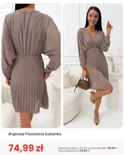 Modna Kiecka Sukienka plisowana brązowa ModnaKiecka.pl oferta