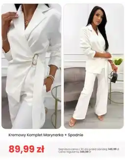 Modna Kiecka Kremowy komplet marynarka + spodnie ModnaKiecka.pl oferta