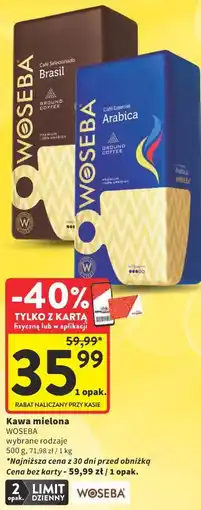 Intermarche Kawa mielona WOSEBA wybrane rodzaje oferta