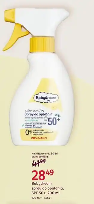 Rossmann Babydream, spray do opalania, SPF 50+, 200 ml oferta