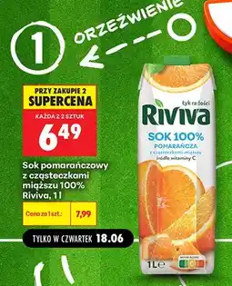 Biedronka Sok pomarańczowy Riviva z cząsteczkami miąższu 100% oferta