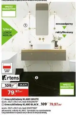Leroy Merlin Artens Gres szkliwiony KLARO WHITE / KLARO BLACK oferta