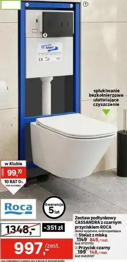Leroy Merlin Zestaw podtynkowy CASSANDRA z czarnym przyciskiem ROCA oferta