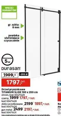 Leroy Merlin Durasan Drzwi prysznicowe TITANIUM SLIDE 100 x 200 cm oferta