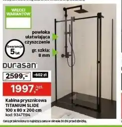 Leroy Merlin Kabina prysznicowa TITANIUM SLIDE 100 x 80 x 200 cm oferta