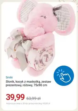 Smyk Zestaw prezentowy kocyk z maskotką Słonik Smiki różowy 75x90 cm oferta