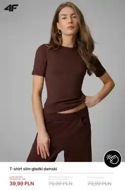 4F T-shirt slim gładki damski 4F oferta