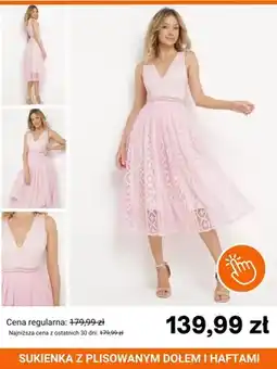 Born2be Sukienka z plisowanym dołem i haftami Born2be oferta
