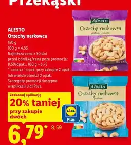 Lidl Orzechy nerkowca prażone Alesto oferta