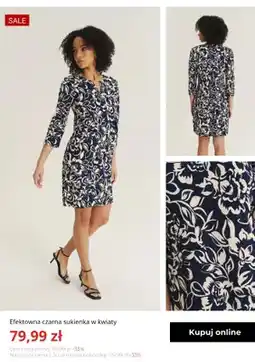 Greenpoint Sukienka damska Greenpoint efektowna czarna w kwiaty oferta