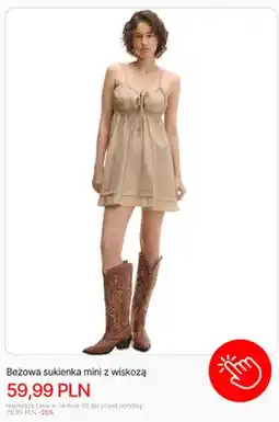 Cropp Sukienka mini z wiskozą beżowa Cropp oferta