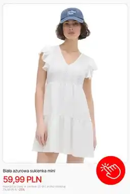 Cropp Sukienka mini biała ażurowa Cropp oferta