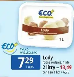E.Leclerc Lody różne rodzaje €co+ oferta