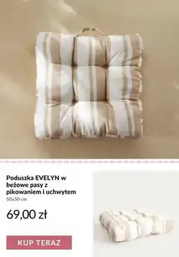 Homla Poduszka Evelyn w beżowe pasy z pikowaniem i uchwytem 50x50 cm oferta