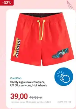 Smyk Szorty kąpielowe chłopięce Cool Club UV 50 czerwone Hot Wheels oferta