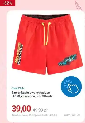 Szorty kąpielowe chłopięce Cool Club UV 50 czerwone Hot Wheels