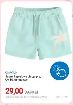 Smyk Szorty kąpielowe chłopięce Cool Club UV 50 turkusowe oferta