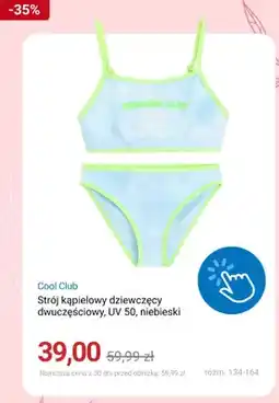 Smyk Strój kąpielowy dziewczęcy dwuczęściowy Cool Club UV 50 niebieski oferta