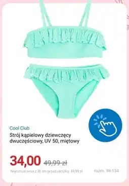 Smyk Strój kąpielowy dziewczęcy dwuczęściowy Cool Club UV 50 miętowy oferta