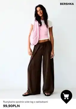 Bershka Spodnie rustykalne wide leg z zakładkami Bershka oferta