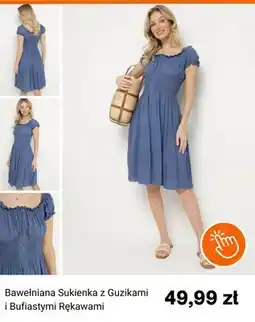 Born2be Bawełniana sukienka z guzikami i bufiastymi rękawami Born2be oferta