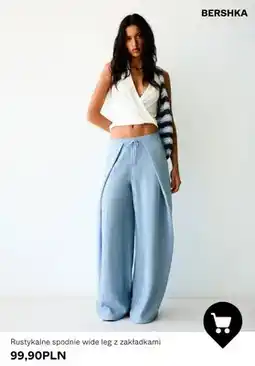 Bershka Rustykalne spodnie wide leg z zakładkami Bershka oferta