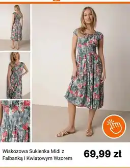 Born2be Wiskozowa Sukienka Midi z Falbanką i Kwiatowym Wzorem Born2be oferta